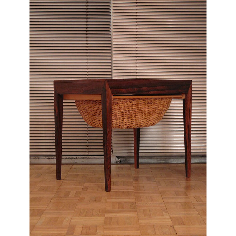 Table d'appoint en palissandre et rotin de Severin Hansen Jr - 1950