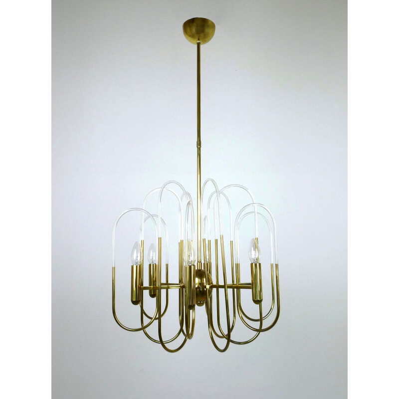 Brass chandelier by Gaetano Sciolari for Sciolari Lighting - 1960s