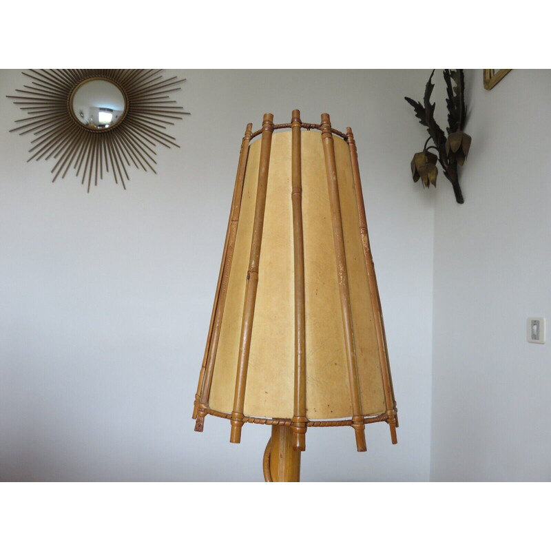 Vintage rattan lamp by Louis Sognot, France 1960