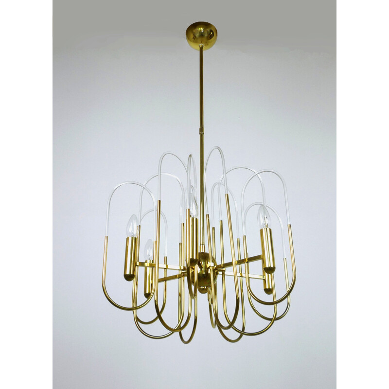 Brass chandelier by Gaetano Sciolari for Sciolari Lighting - 1960s