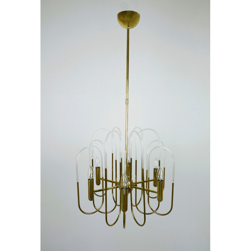 Brass chandelier by Gaetano Sciolari for Sciolari Lighting - 1960s