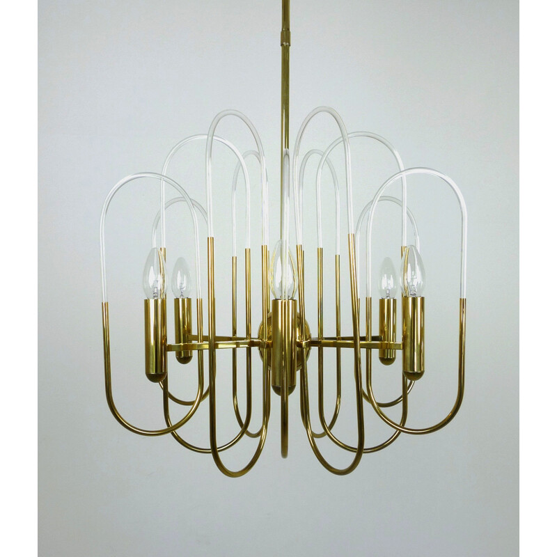 Brass chandelier by Gaetano Sciolari for Sciolari Lighting - 1960s