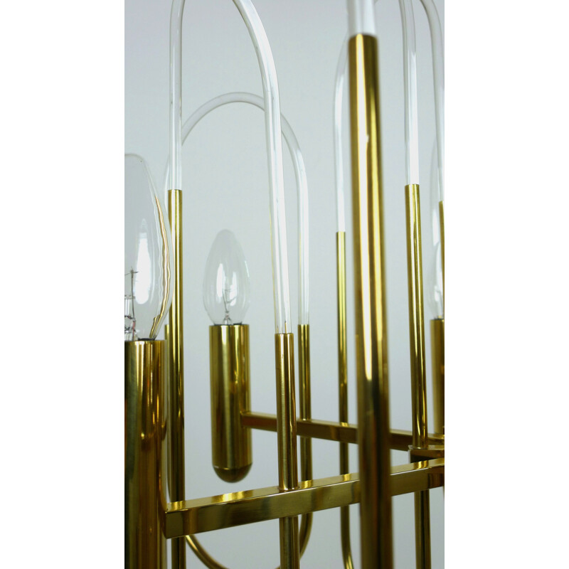 Brass chandelier by Gaetano Sciolari for Sciolari Lighting - 1960s