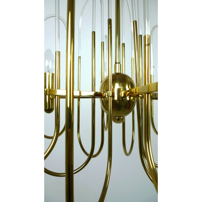 Brass chandelier by Gaetano Sciolari for Sciolari Lighting - 1960s