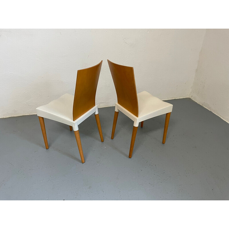 Pair of vintage beech and plastic chairs by Philippe Starck for Kartelll, Italy 1996