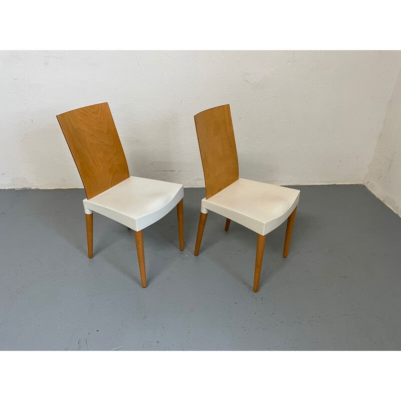 Par de cadeiras vintage em faia e plástico de Philippe Starck para Kartelll, Itália 1996
