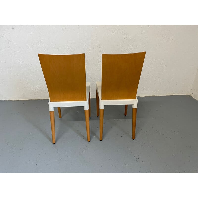 Pair of vintage beech and plastic chairs by Philippe Starck for Kartelll, Italy 1996