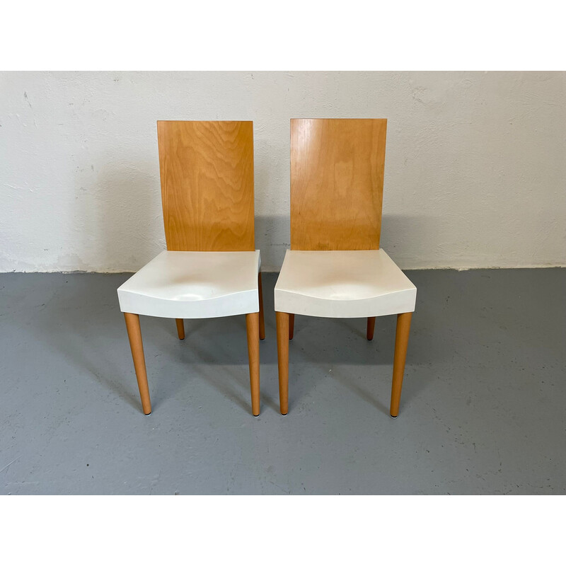 Pair of vintage beech and plastic chairs by Philippe Starck for Kartelll, Italy 1996