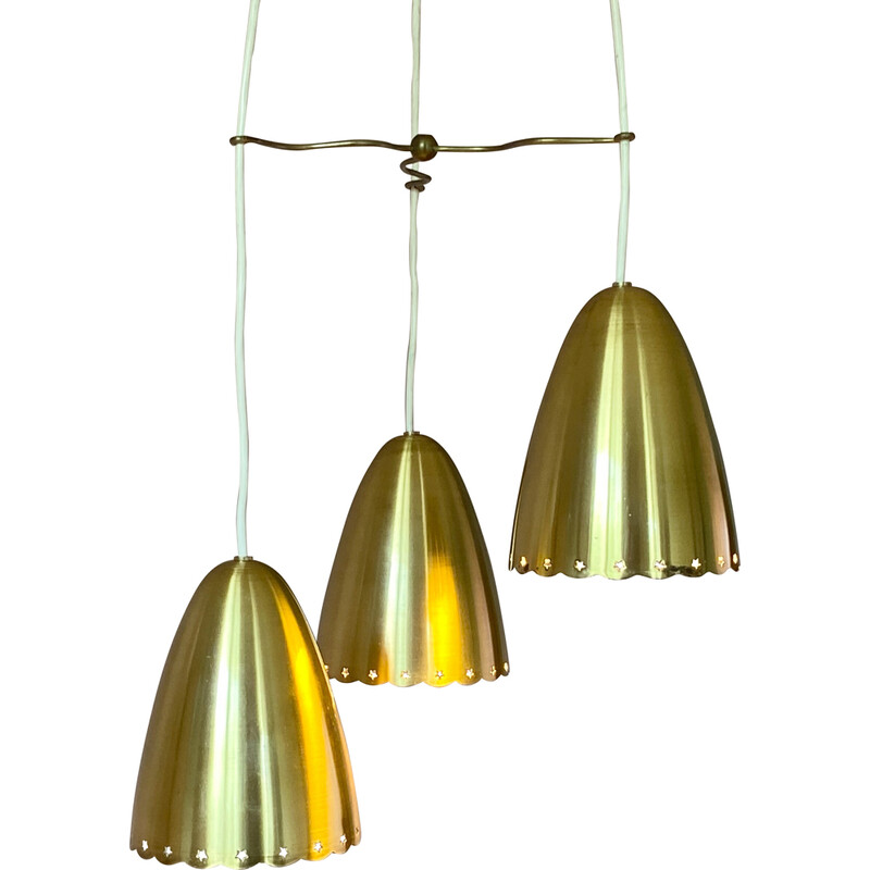Hanglamp In Koper Met 3 Lampen, Hanglamp