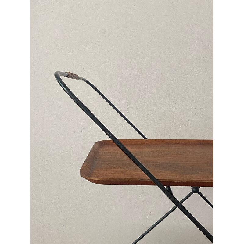 Vintage teak and metal serving trolley by Jie Gantofta, Sweden 1960