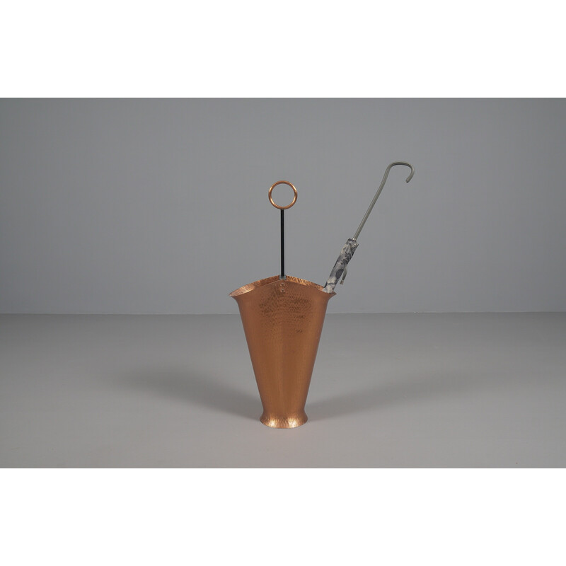 Vintage copper and brass umbrella stand, Austria 1960