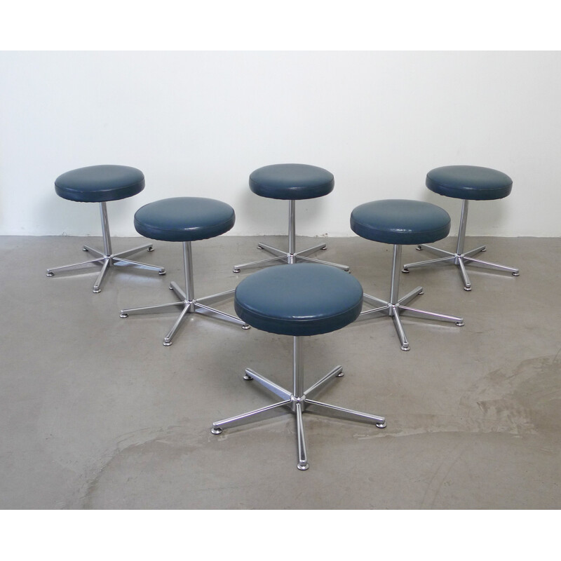 German rotatable leather stool, 1970s