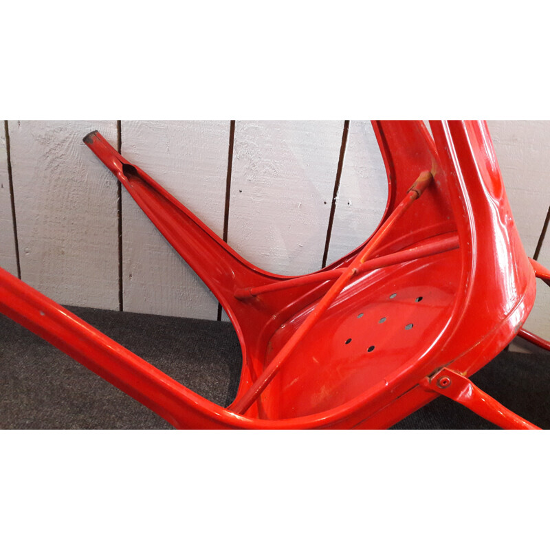 Suite of 4 chairs red TOLIX by X.PAUCHARD - 1950s
