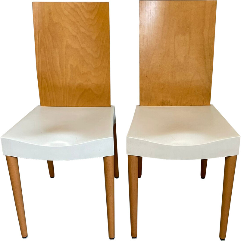 Pair of vintage beech and plastic chairs by Philippe Starck for Kartelll, Italy 1996