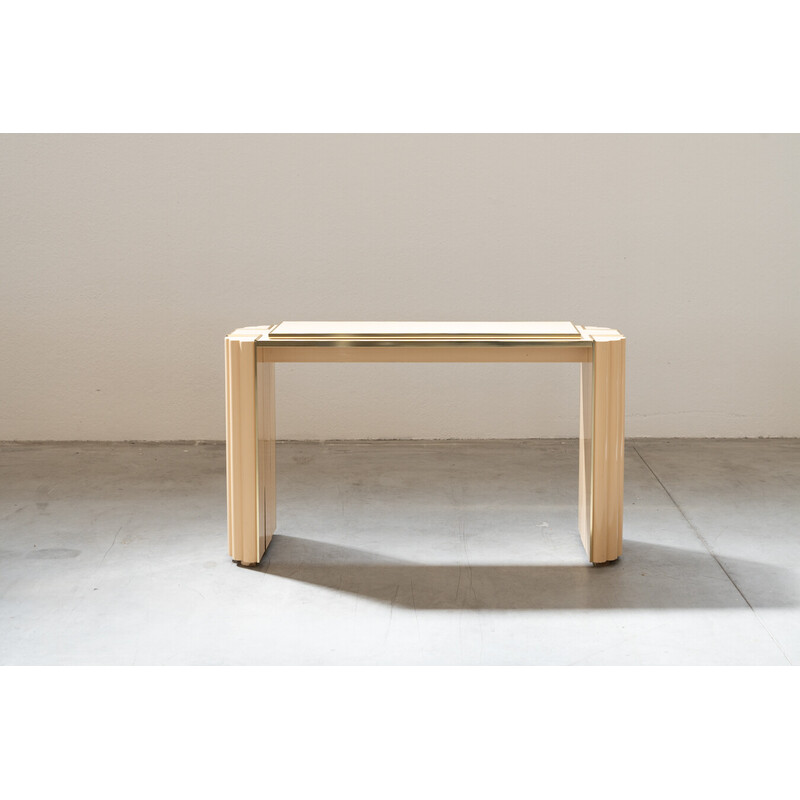 Vintage birch and brass console by Alain Delon, 1970