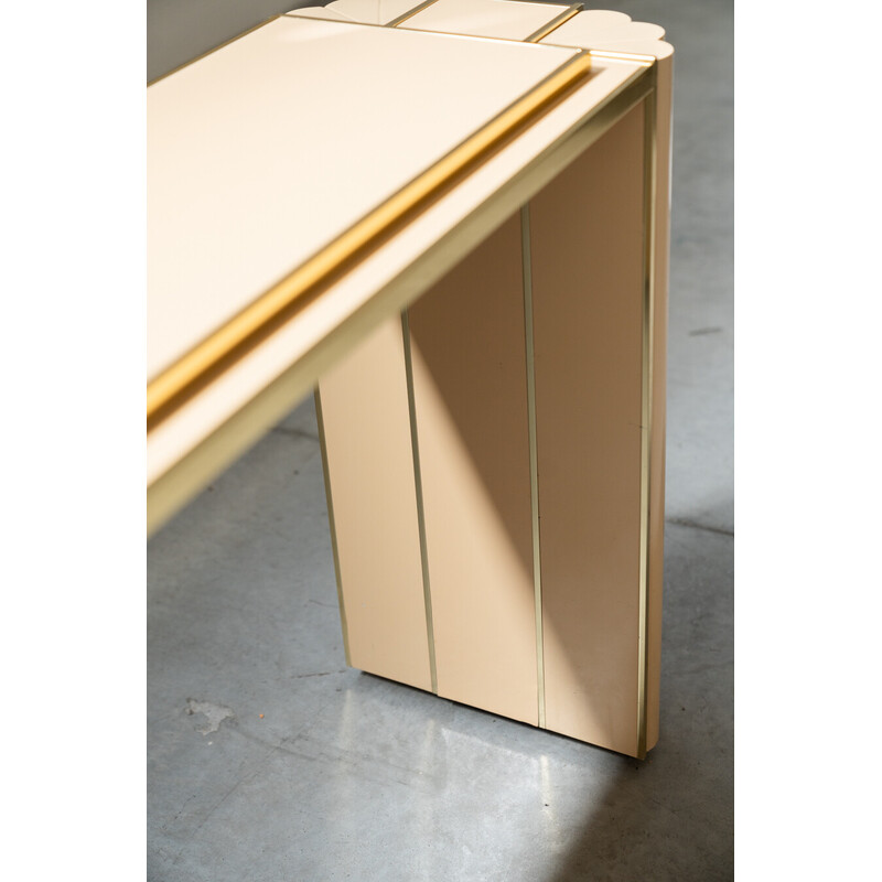 Vintage birch and brass console by Alain Delon, 1970