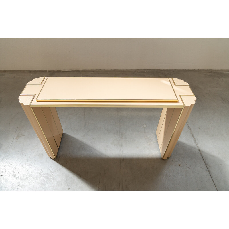 Vintage birch and brass console by Alain Delon, 1970