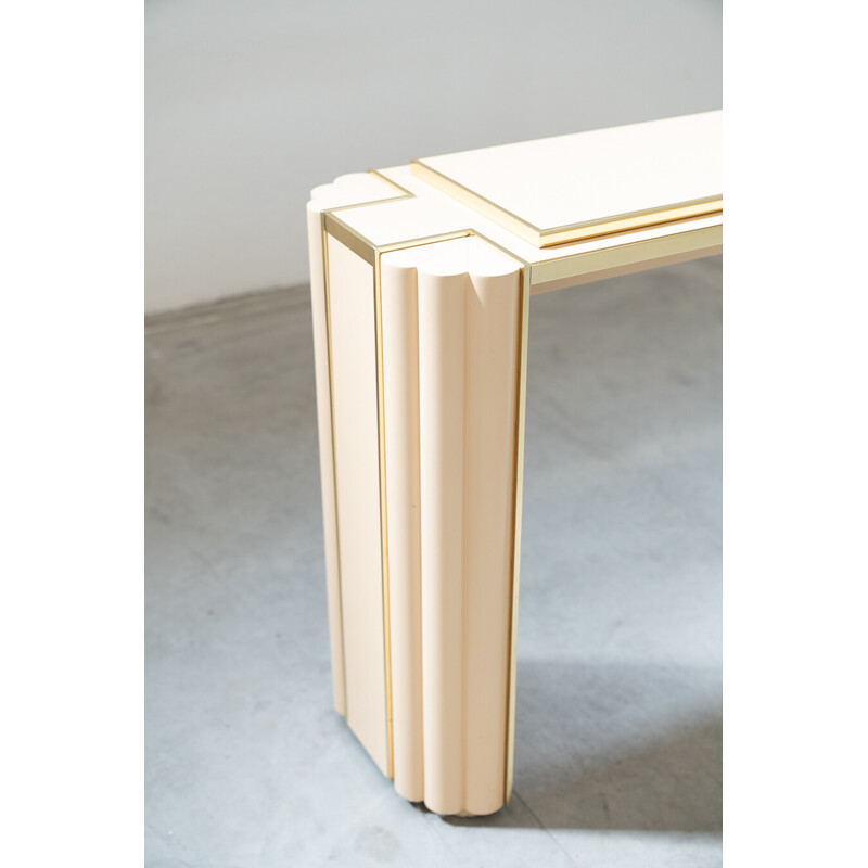 Vintage birch and brass console by Alain Delon, 1970