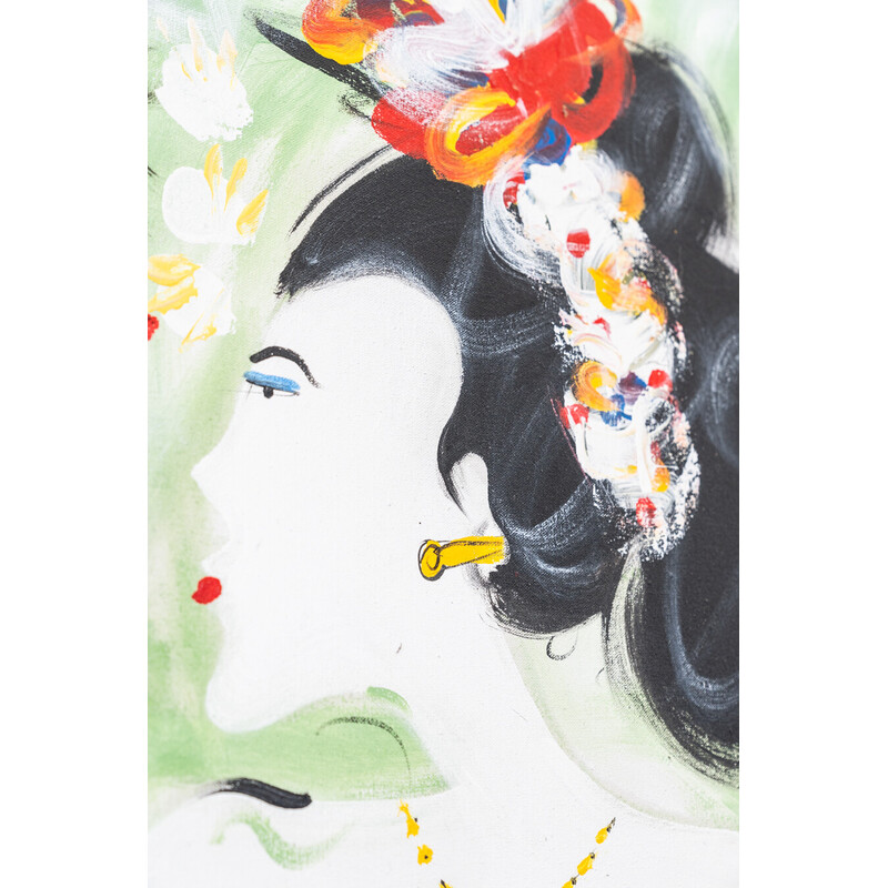 Peinture sur toile vintage Geishas, Japon 2010