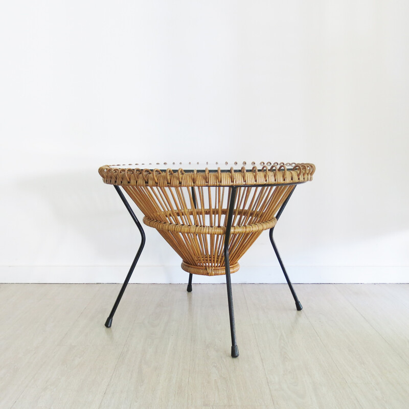 Table basse en rotin de Franco Albini - 1950