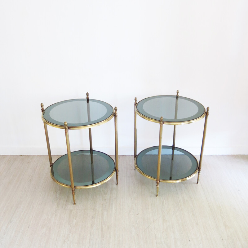 Pair of Mid-Century French Brass Side Tables - 1960s