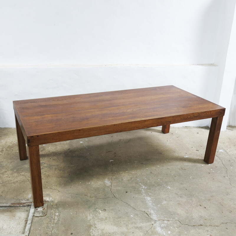 Large mid century dining table in oak - 1970s