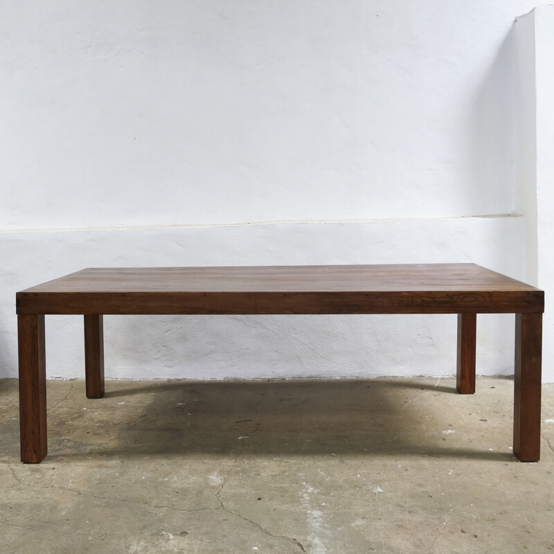 Large mid century dining table in oak - 1970s