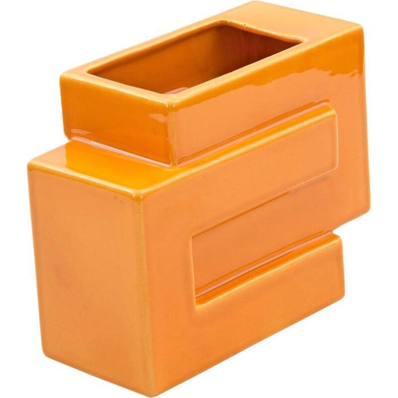Geometrical orange vase - 1970s