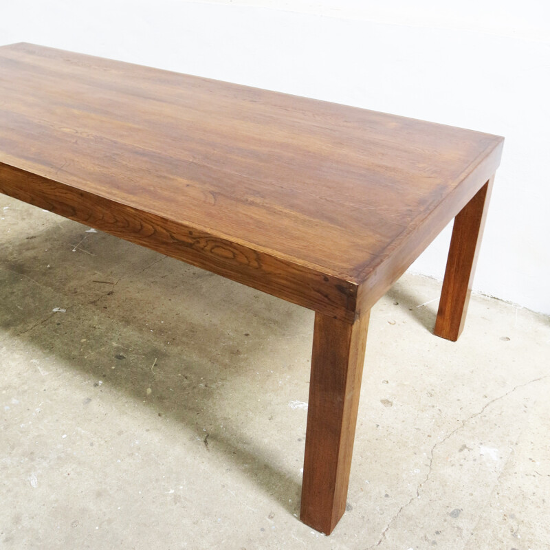 Large mid century dining table in oak - 1970s