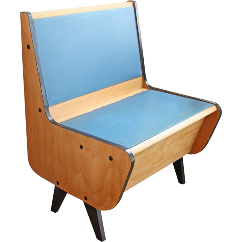 German vintage blue chest bench - 1960s