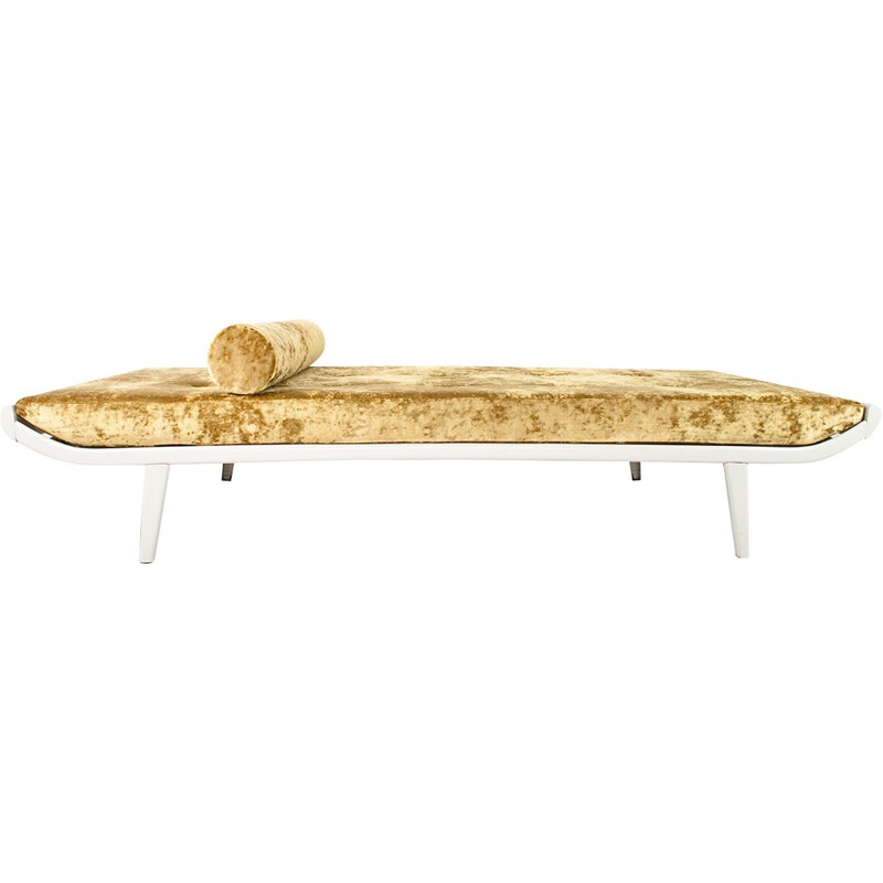 Vintage golden daybed in velvet and metal by Andre Cordemeijer for Auping - 1950s