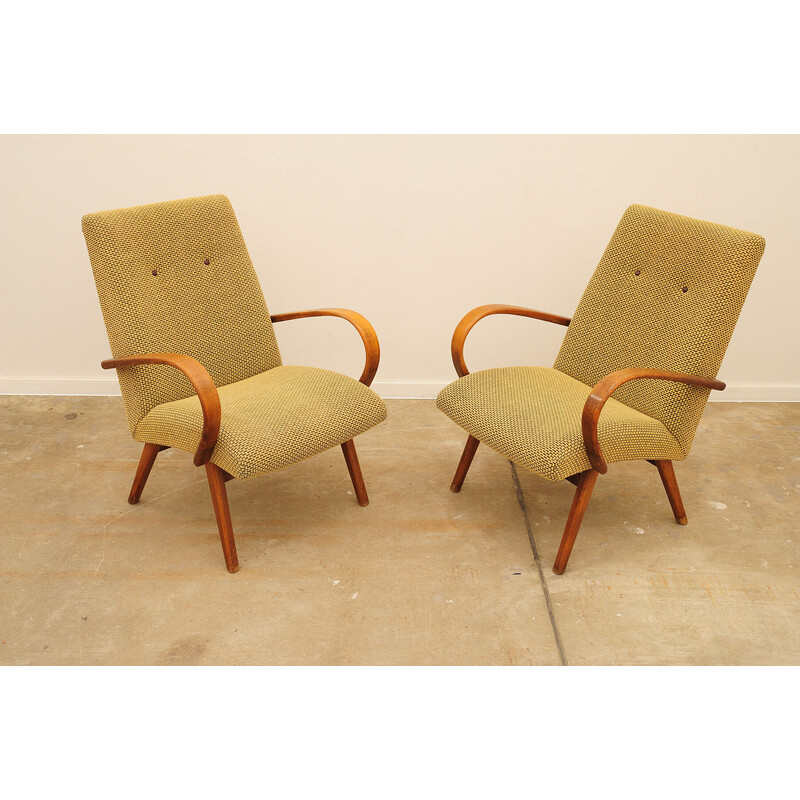 Pair of vintage beech armchairs by Jaroslav Šmídek, Czechoslovakia 1960