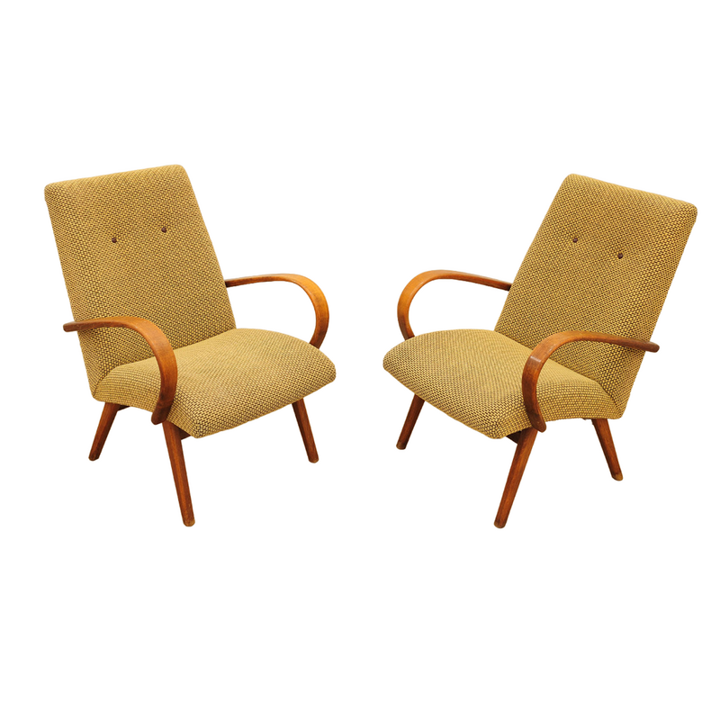 Paire de fauteuils vintage en hêtre par Jaroslav Šmídek, Tchécoslovaquie 1960