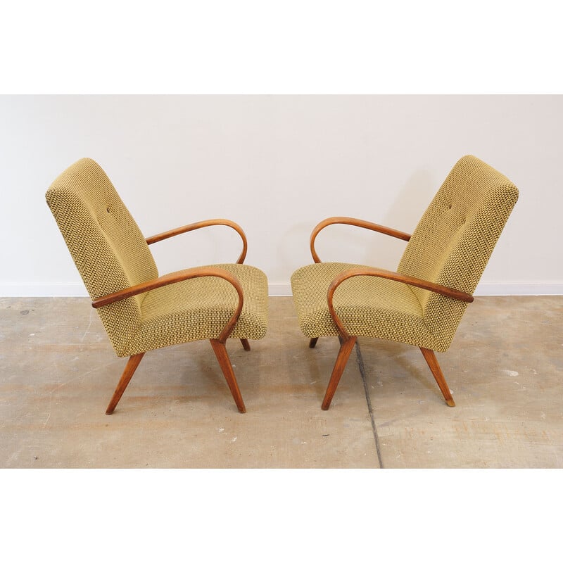 Pair of vintage beech armchairs by Jaroslav Šmídek, Czechoslovakia 1960