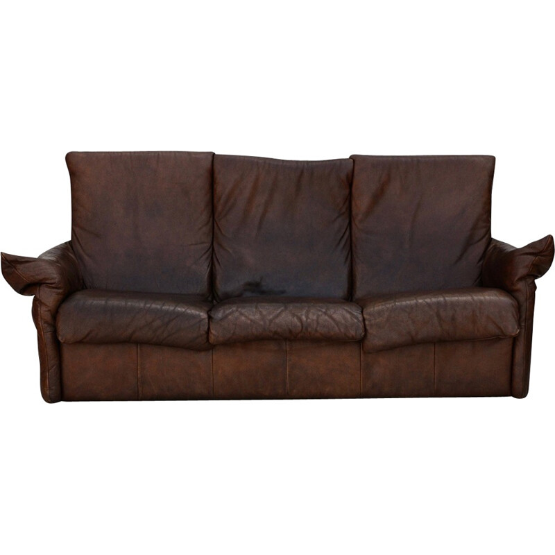 3-seater brown leather sofa by Van Den Berg for Montis - 1970s