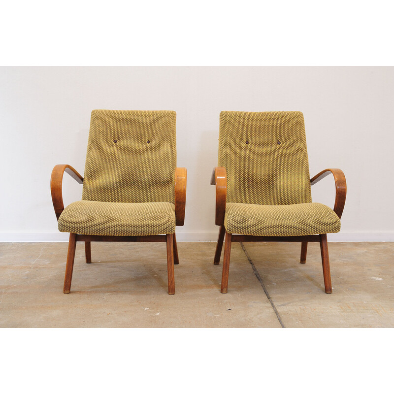 Pair of vintage beech armchairs by Jaroslav Šmídek, Czechoslovakia 1960