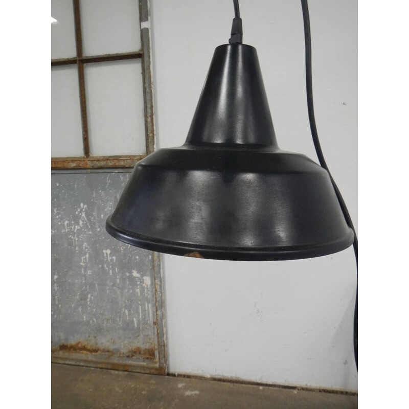 Lámpara colgante industrial vintage en blanco y negro