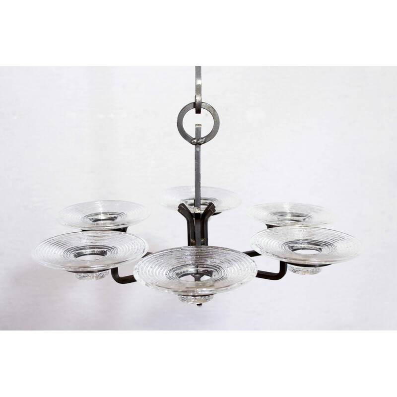 Vintage Art Deco candlestick in cast iron and glass by Erik Höglund, 1960
