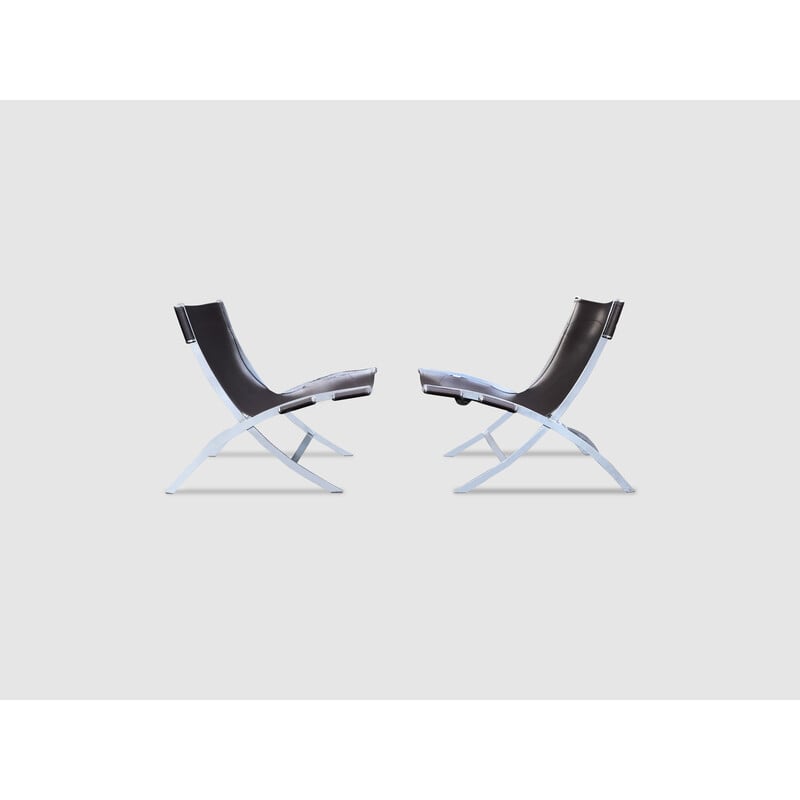 Pair of vintage Scissor armchairs by Paul Tuttle and Antonio Citterio for Flexform, Italy 1980s