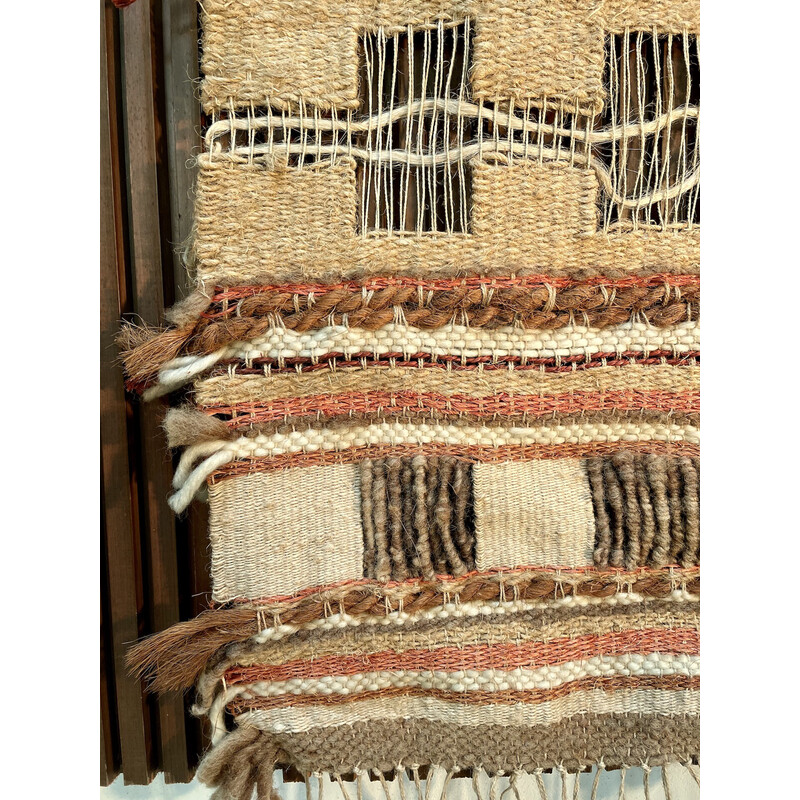 Vintage hand-woven macramé wall hanging, Spain 1960