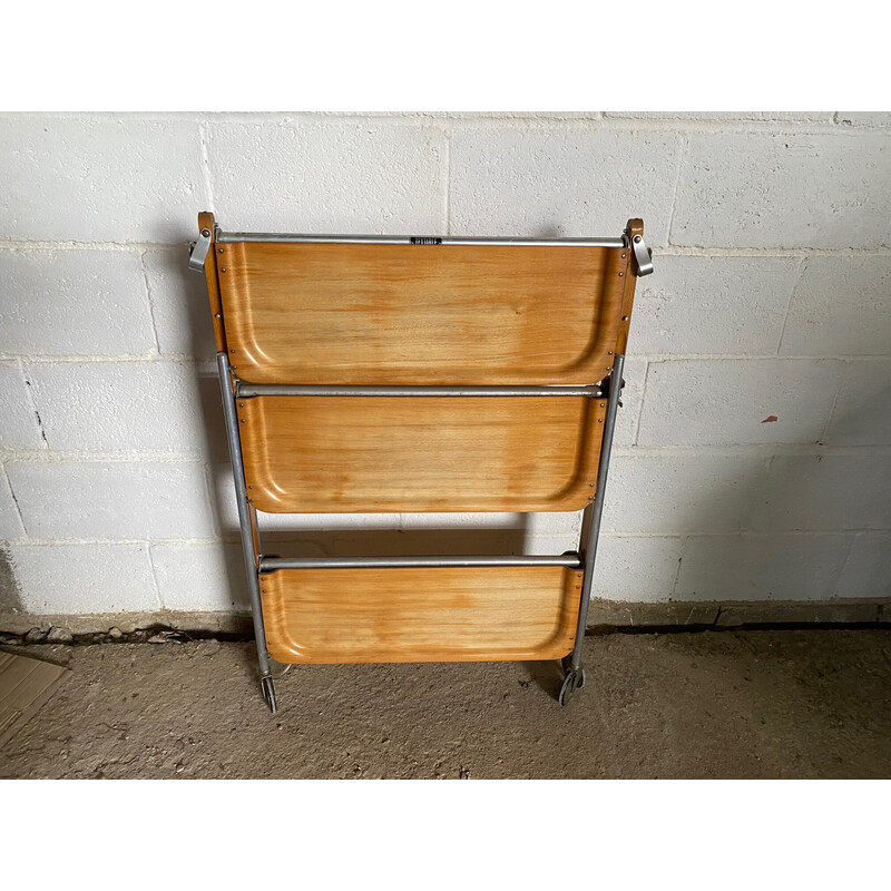 Vintage folding serving table on wheels, 1960