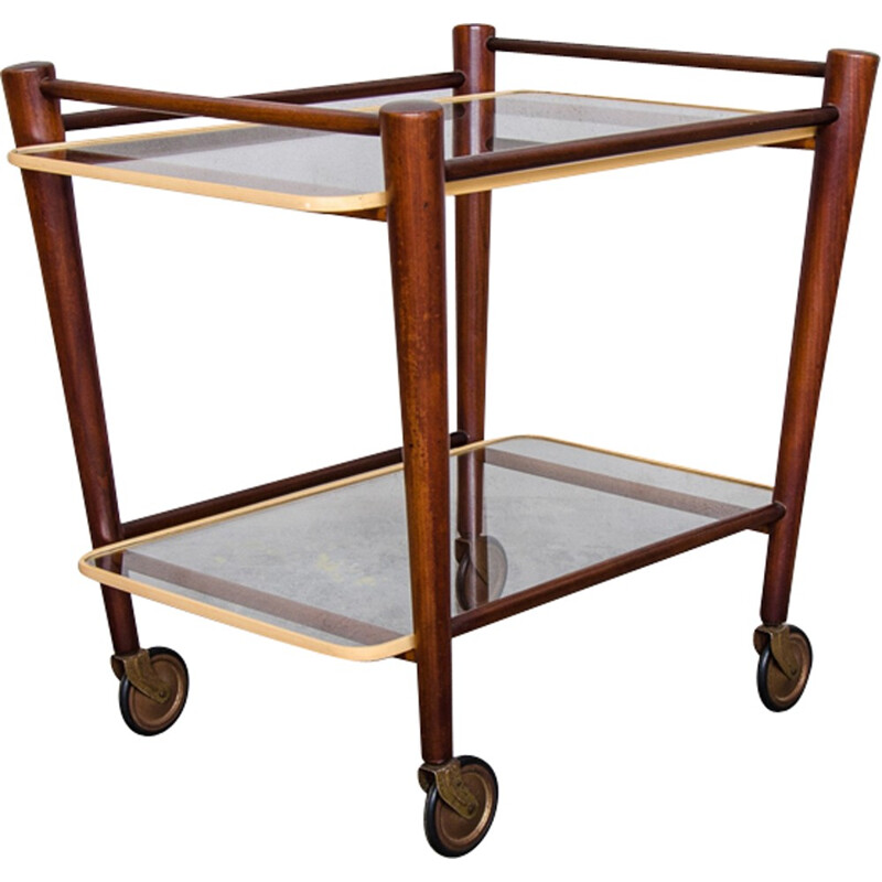 Teak trolley with two glass tops by Cees Braakman for Pastoe - 1950s 