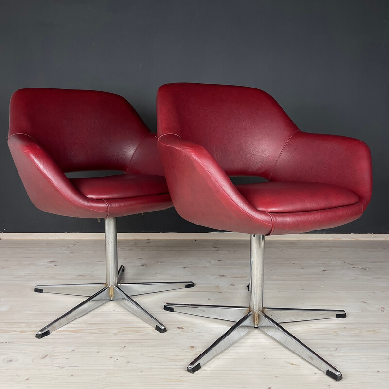 Pair of vintage faux leather desk chairs for Stol Kamnik, Yugoslavia 1980