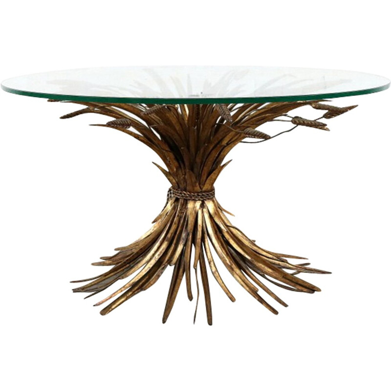 Wheat leaf vintage coffee table - 1970s