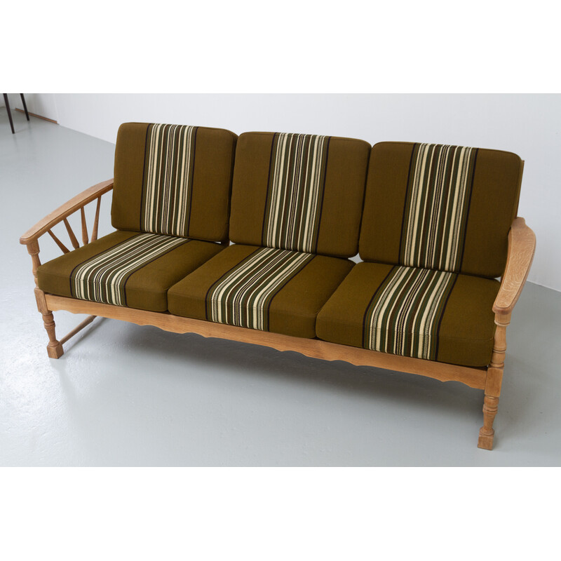 Vintage oak sofa with cushions, Denmark 1960