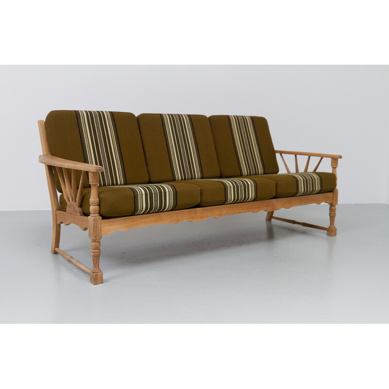 Vintage oak sofa with cushions, Denmark 1960