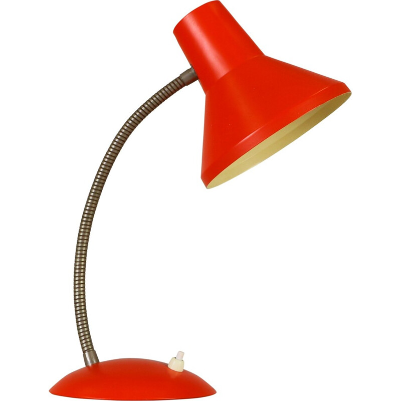 Orange - red desk light in metal - 1960s