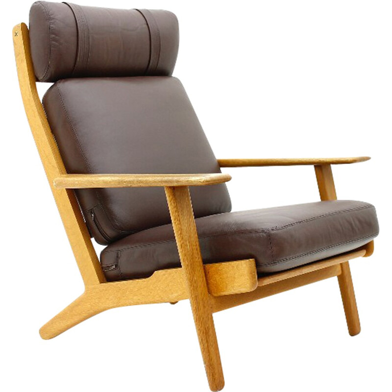 Leather & Oak Lounge Chair GE 290 by Hans J. Wegner - 1960s