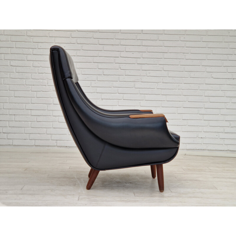 Vintage leather armchair by Henry Walter Klein for Bramin Møbler, Denmark 1970