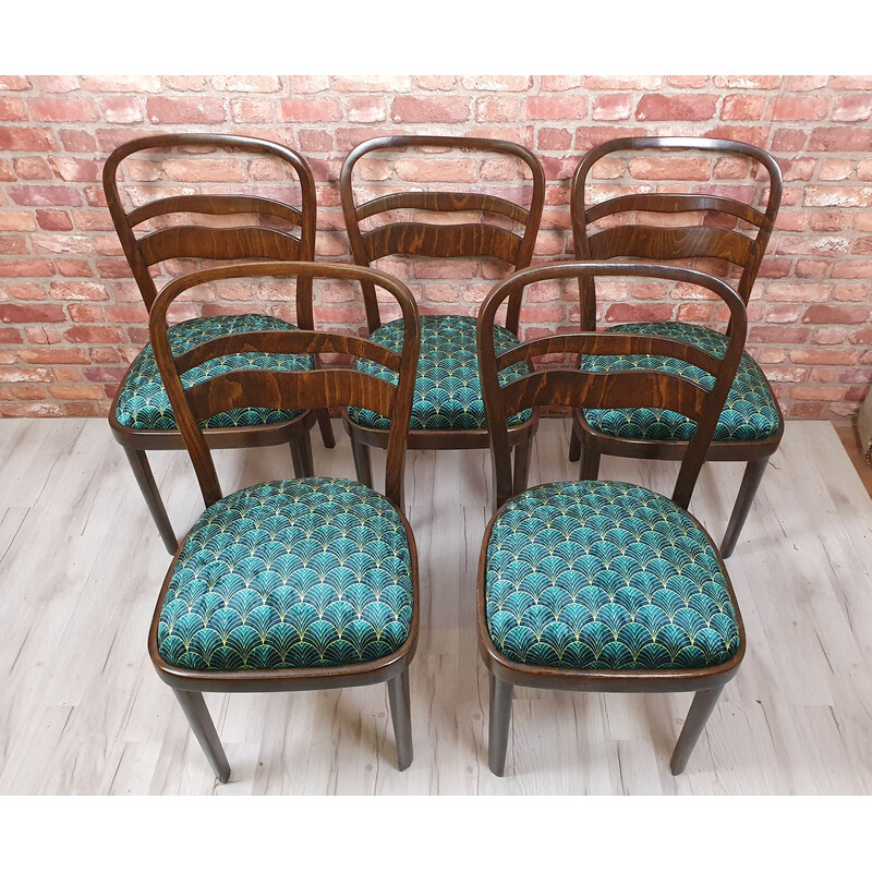 Ensemble de 5 chaises vintage Art Déco en hêtre